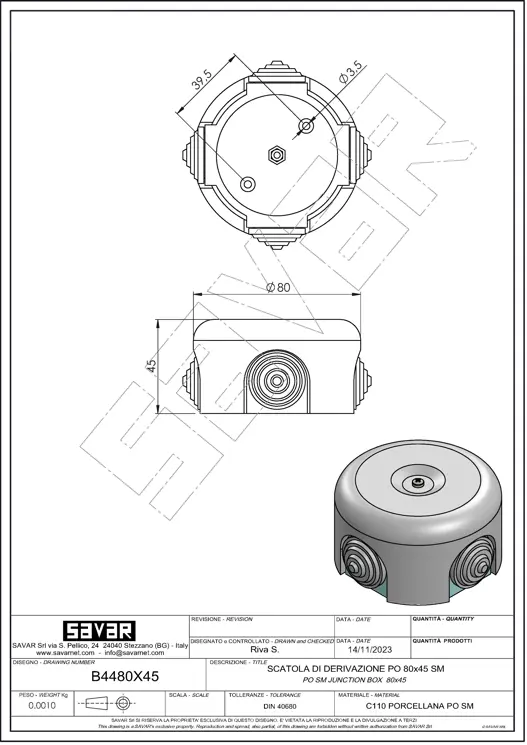 Porzellan/schwarze Kunststoff-Abzweigdose - Retro-Isolatoren