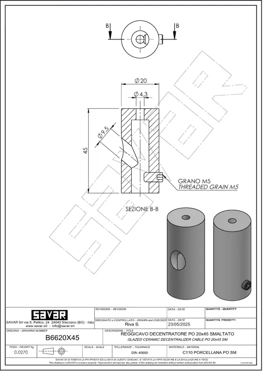 Brauner dezentralisierender Kabelhalter - Retro-Isolatoren