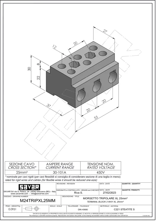 Terminalblock dreifach XL - Klemmen
