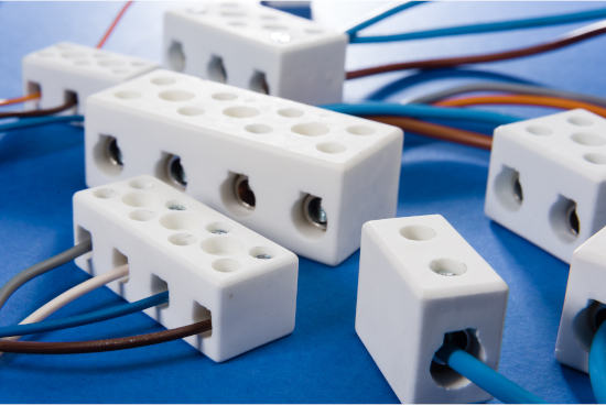 Ceramic terminal block and stainless steel inserts - TechnicalCeramic.store