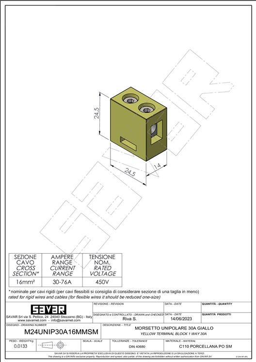 Terminal block earth one way yellow - Terminal blocks