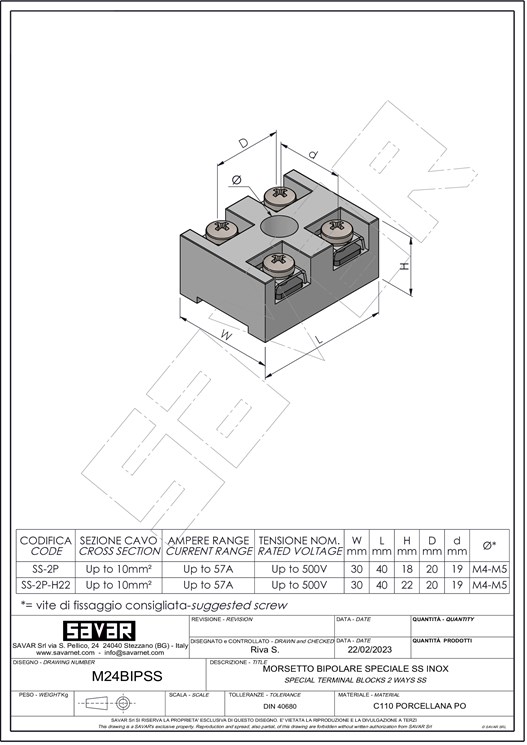 Terminal block two ways SS - Terminal blocks