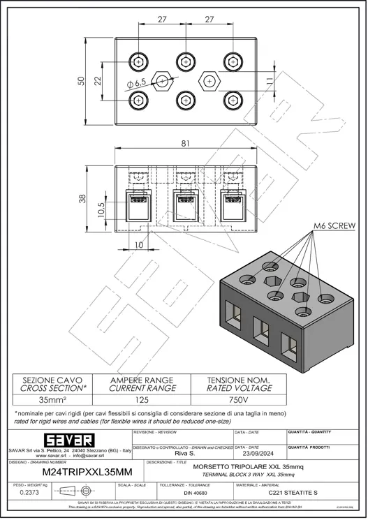 Terminal block three ways XXL - Terminal blocks