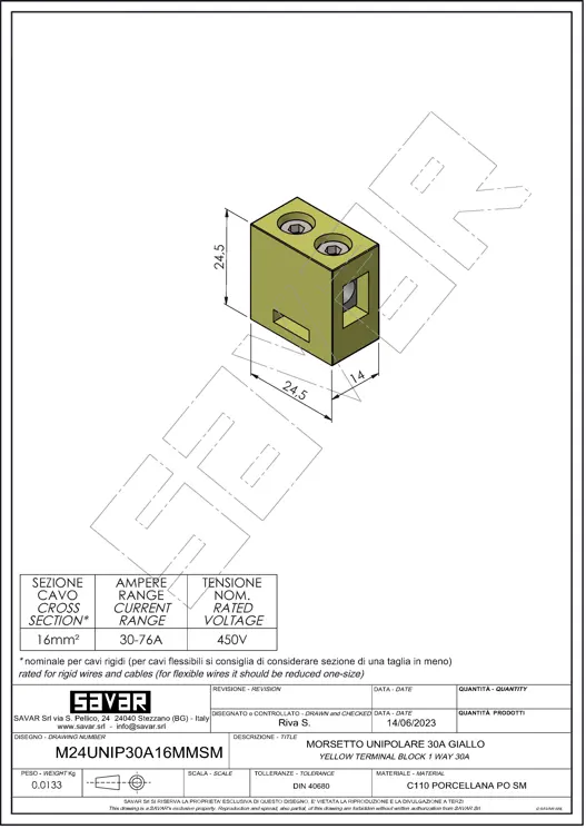 Terminal block earth one way yellow - Terminal blocks