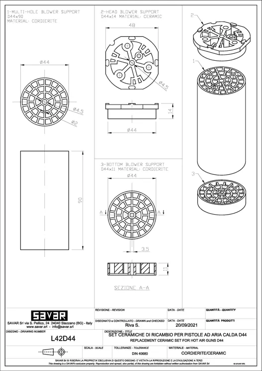 Replacement ceramics for hot air guns D44 - Parts for industrial ovens