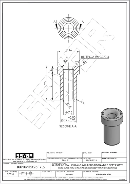 Textile ceramic thread guide - Parts for industrial ovens