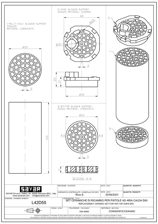 Replacement ceramics for hot air guns D55 - Parts for industrial ovens