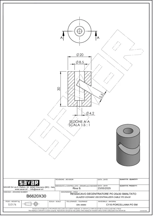 Decentrator V cable holder brown - Retro Insulators