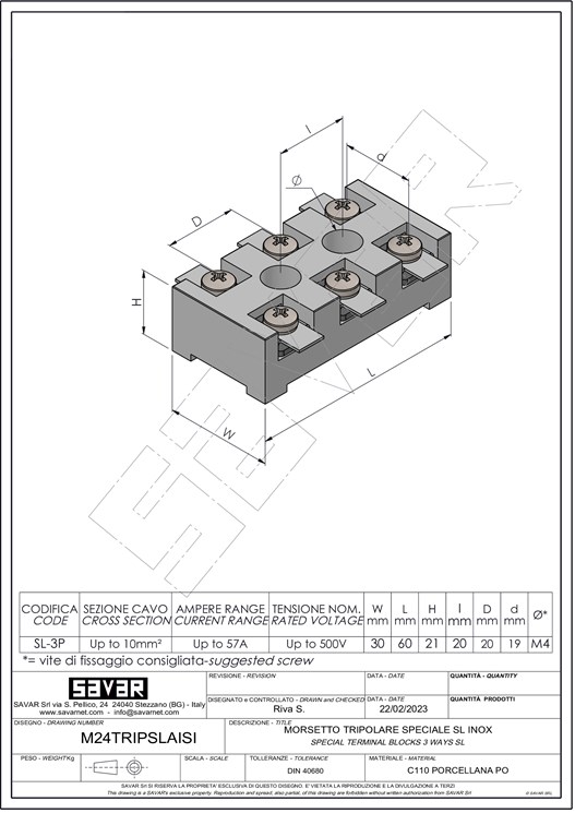 Terminal block three ways SL - Terminal blocks