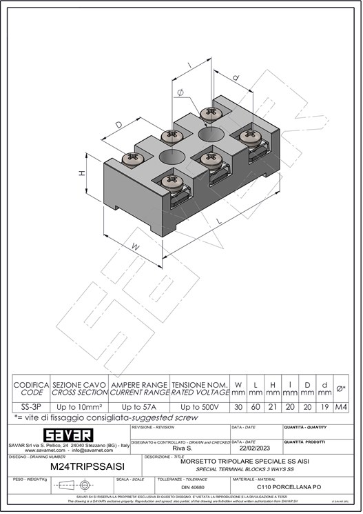 Terminal block three ways SS - Terminal blocks