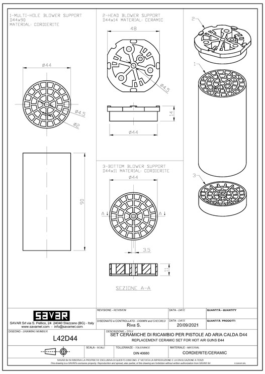 Replacement ceramics for hot air guns D44 - Parts for industrial ovens