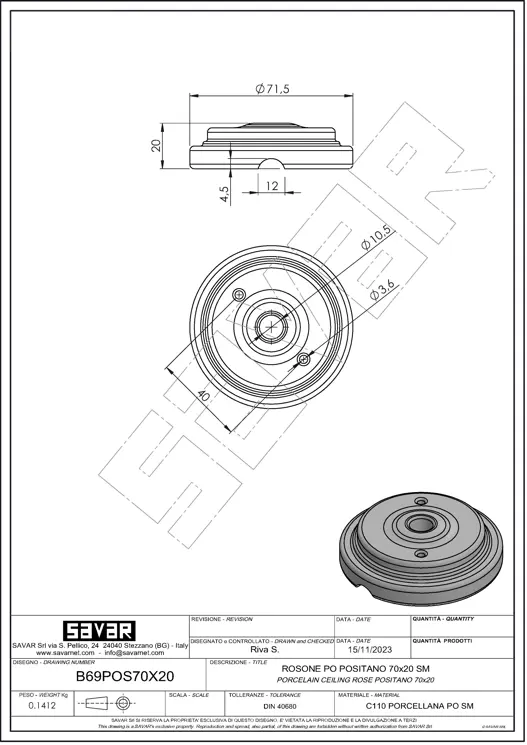 Rosa blanca de porcelana de Positano - Aisladores retro