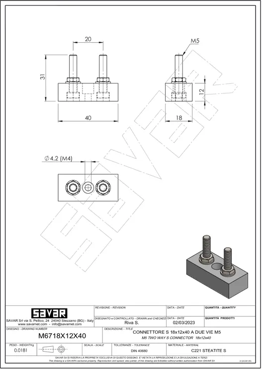 Conector de esteatita bidireccional - Abrazaderas