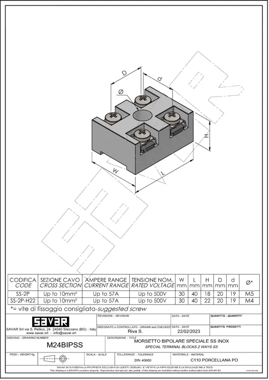 Abrazadera bipolar especial SS - Bloque De Terminales