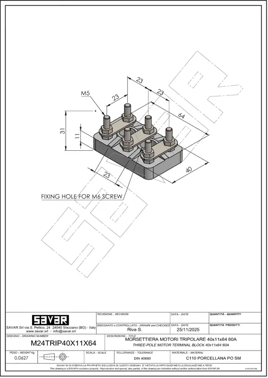Bloque terminal de motor trifásico 60A - Bloque De Terminales