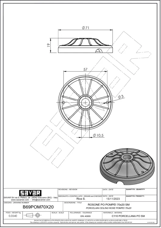 Rosacière en porcelaine blanche de Pompéi  - Isolants rétro