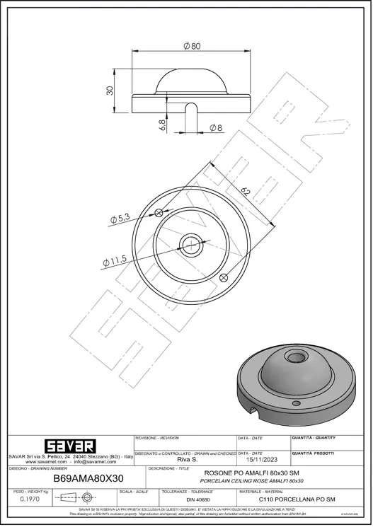 Rosette en porcelaine blanche d’Amalfitaine - Isolants rétro