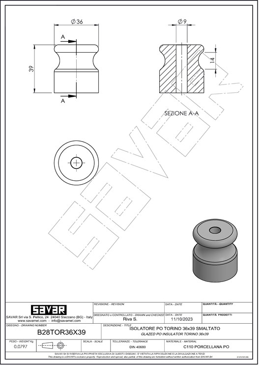 Isolatore XXL avorio - Isolatori rétro